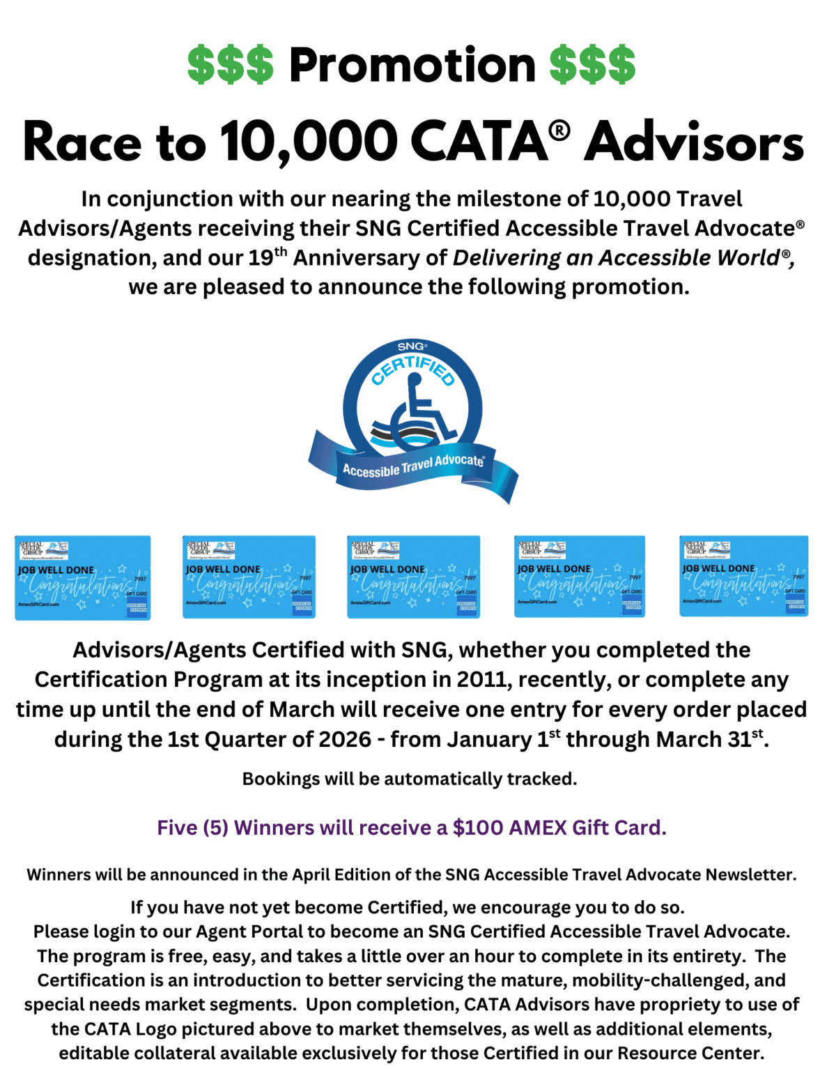 Promotion $$$ Race to 10K CATA® Advisors - Special Needs Group